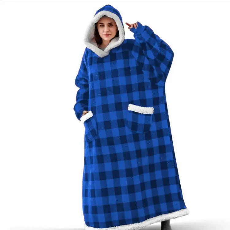 2025 Super Long Flannel Blanket with Sleeves Winter Hoodies Sweatshirt Women Men Pullover Fleece Giant TV Blanket Oversized New
