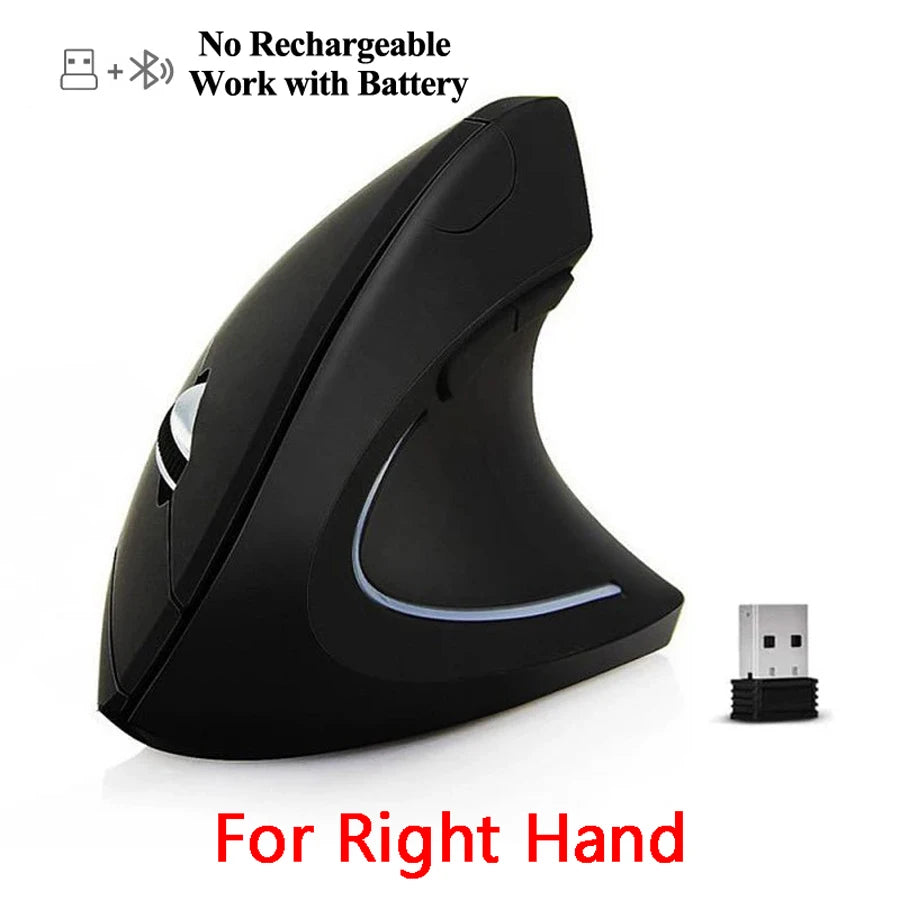Vertical Wireless USB Mouse Ergonomic Rechargeable Portable PC Gamer