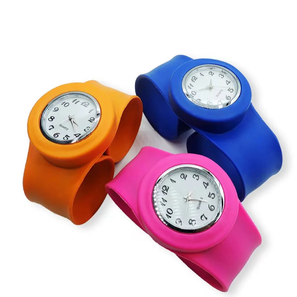 Adult Unisex Silicone Rubber Slap Wrist Pop Watch for Men or Women