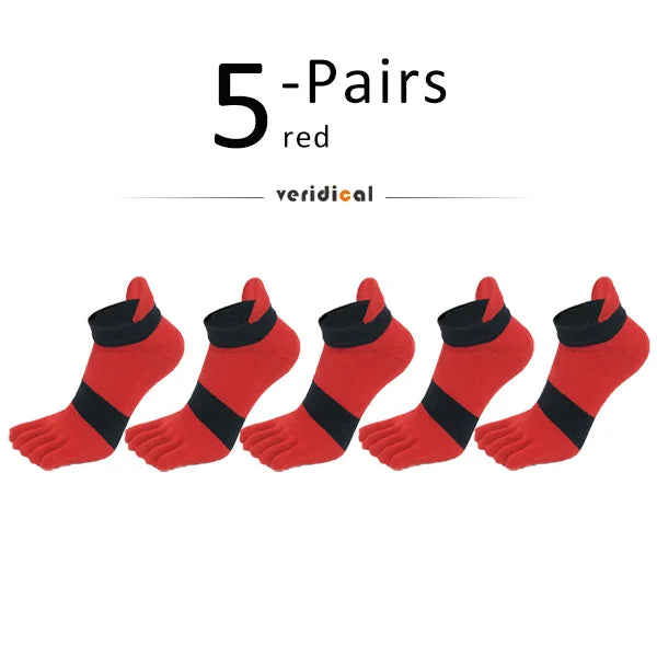 5 Pairs Five Finger Ankle Sport Socks Cotton Mens Striped Mesh Breathable Shaping Anti Friction No Show Socks With Toes EUR39-46
