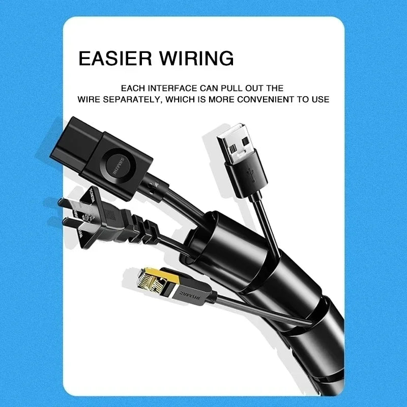Cable Wire Protector Cable Organizer Flexible Spiral Protector Wire Desk Organizer Office Computer Cord Protective Tube Clip
