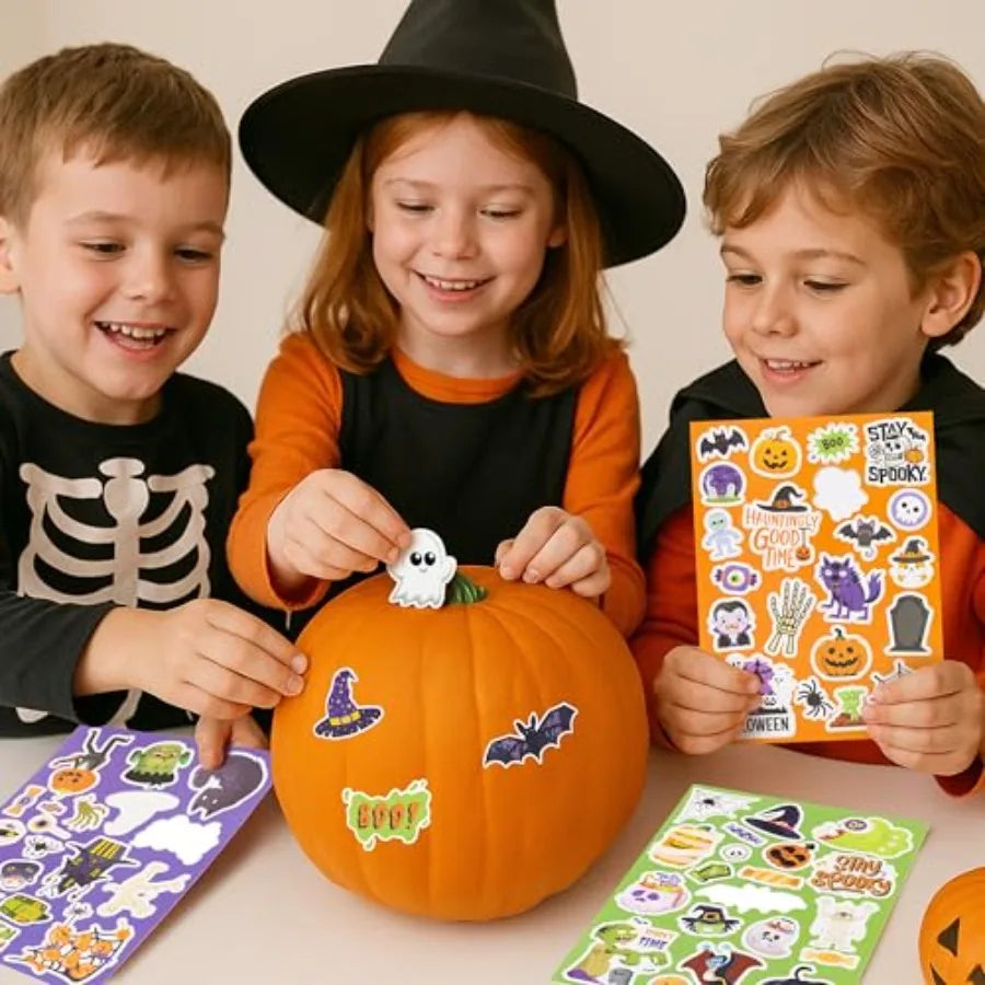 Halloween Stickers for Kids: 200-Piece Bulk Set of Spooky-Themed