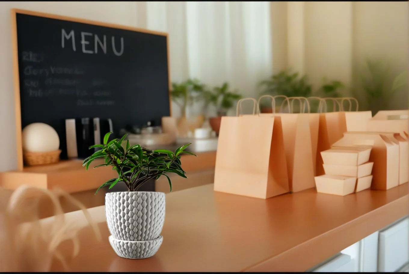 3D Printed Flower Pot Square Line Texture Rhombus Detail Modern Home Decor Biodegradable macetas