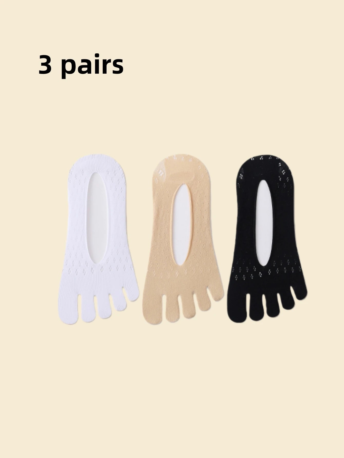 Women's Toe Socks, No Show Invisible Socks, Silicone Non-Slip Ladies Boat Socks, Low Cut, Breathable, Sweat Absorbing, Summer Thin