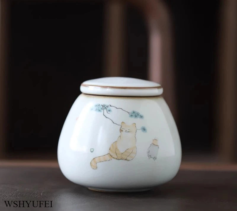 Urns for Ceramics Ashes Sealed Cremation Funeral Keepsake Human Pet Memorial Suitable Home Fireplaces Burial Ash Urn Cat