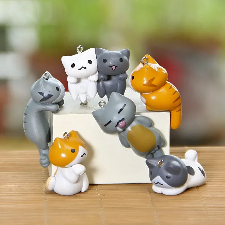 1/6Pcs Funny Neko Atsume  Meow Mochi Dango Cat Flower Pot Micro Landscape Mini Doll  Balcony Decorations Flower Pot Home Decor