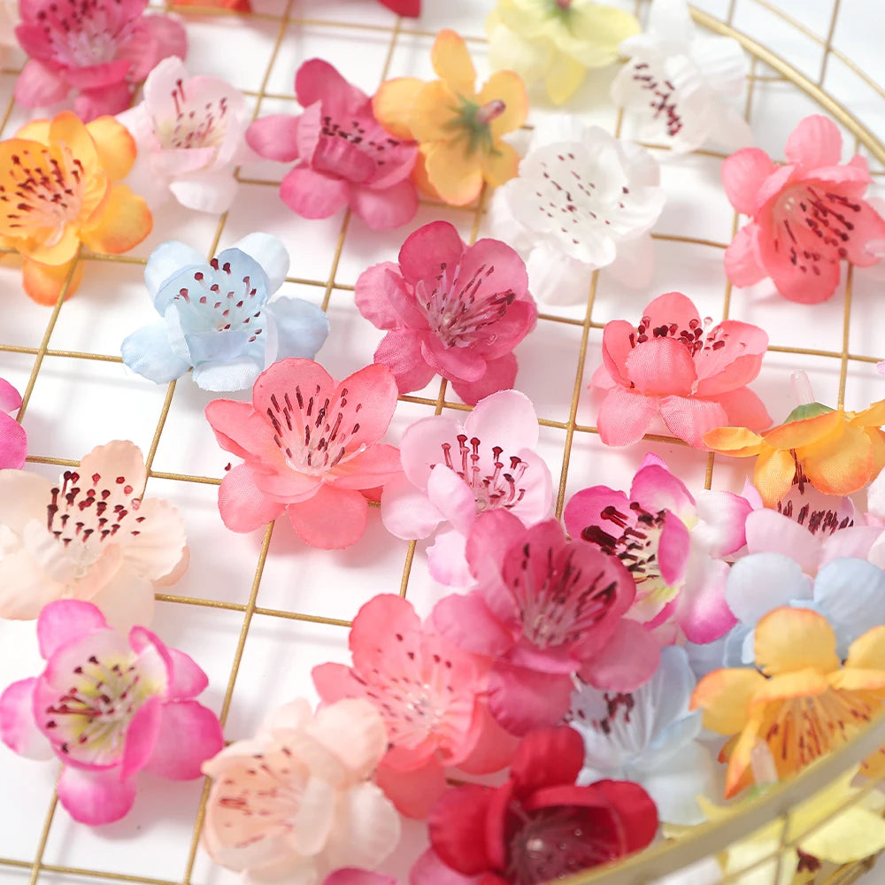 20/30Pcs Peach Blossom Artificial Flower Head For Wall Plant Home Room Decoration DIY Garland Valentine's Day Gift Wedding Decor