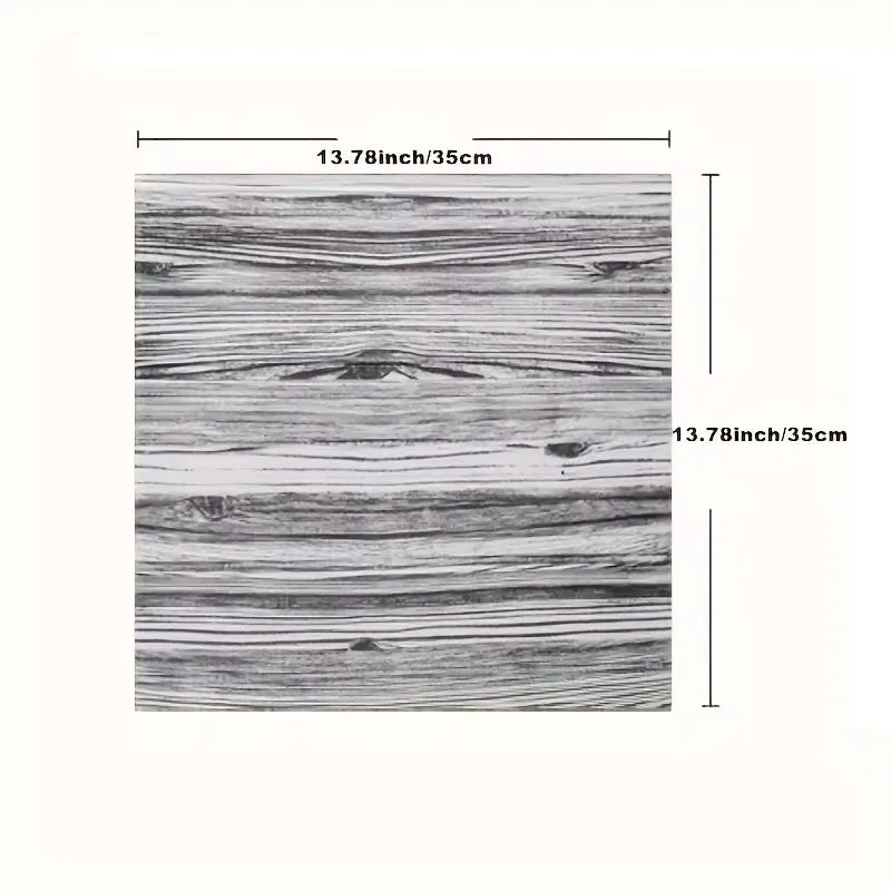 35*35cm 10Pcs 3D Wood Grain Adhesive Wall Wallpaper Waterproof Wall Stickers Living Room Kitchen Background Wall Decoration