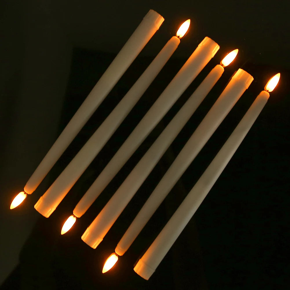 LED Flameless Taper Candles 6.5/11" Battery Operated Fake Flickering Candlesticks Electric Long Candles for Wedding Home Decor