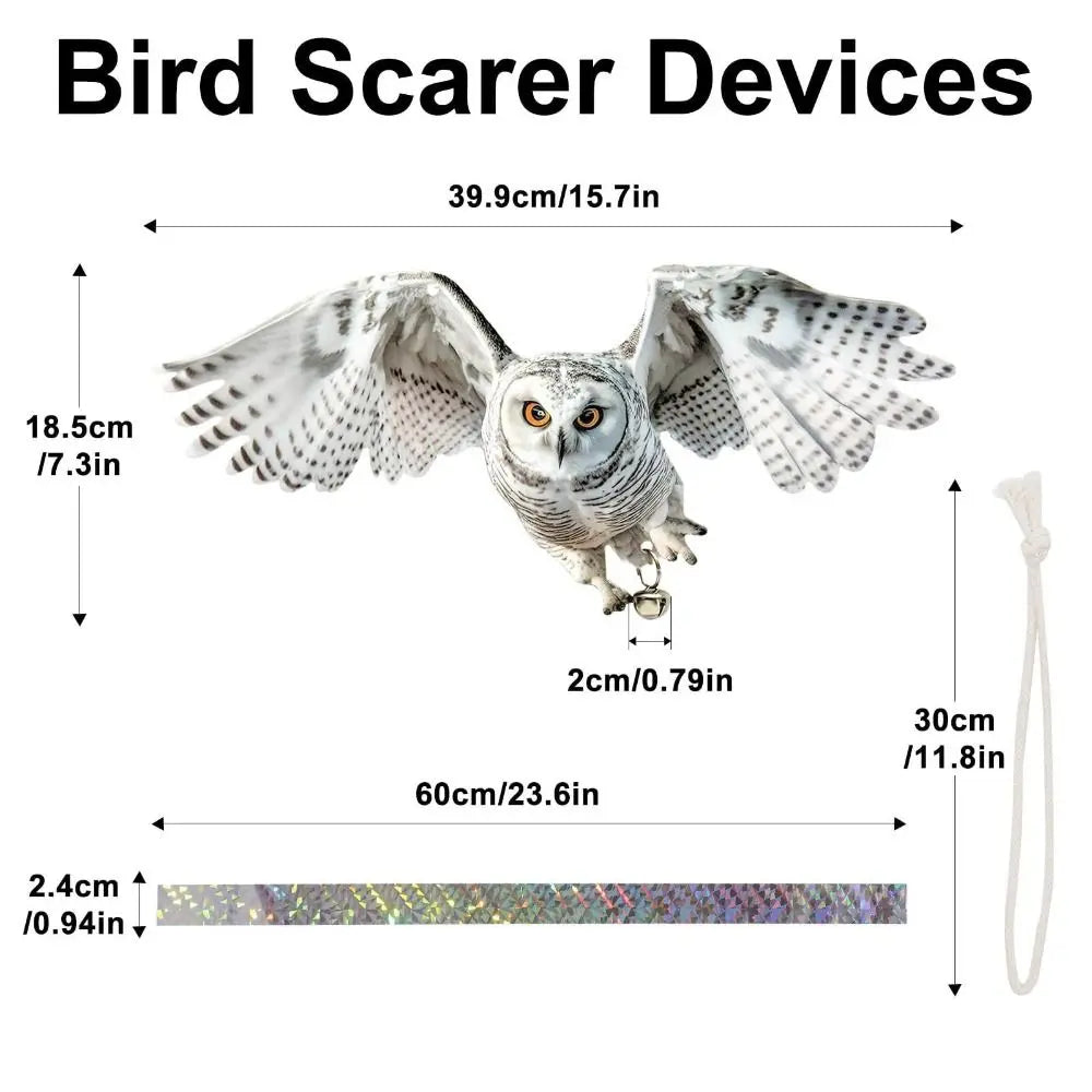 Waterproof Bird Scarer Acrylic Simulation Owl Bird Repellent Pest Control Artificial Scarecrow With Reflective