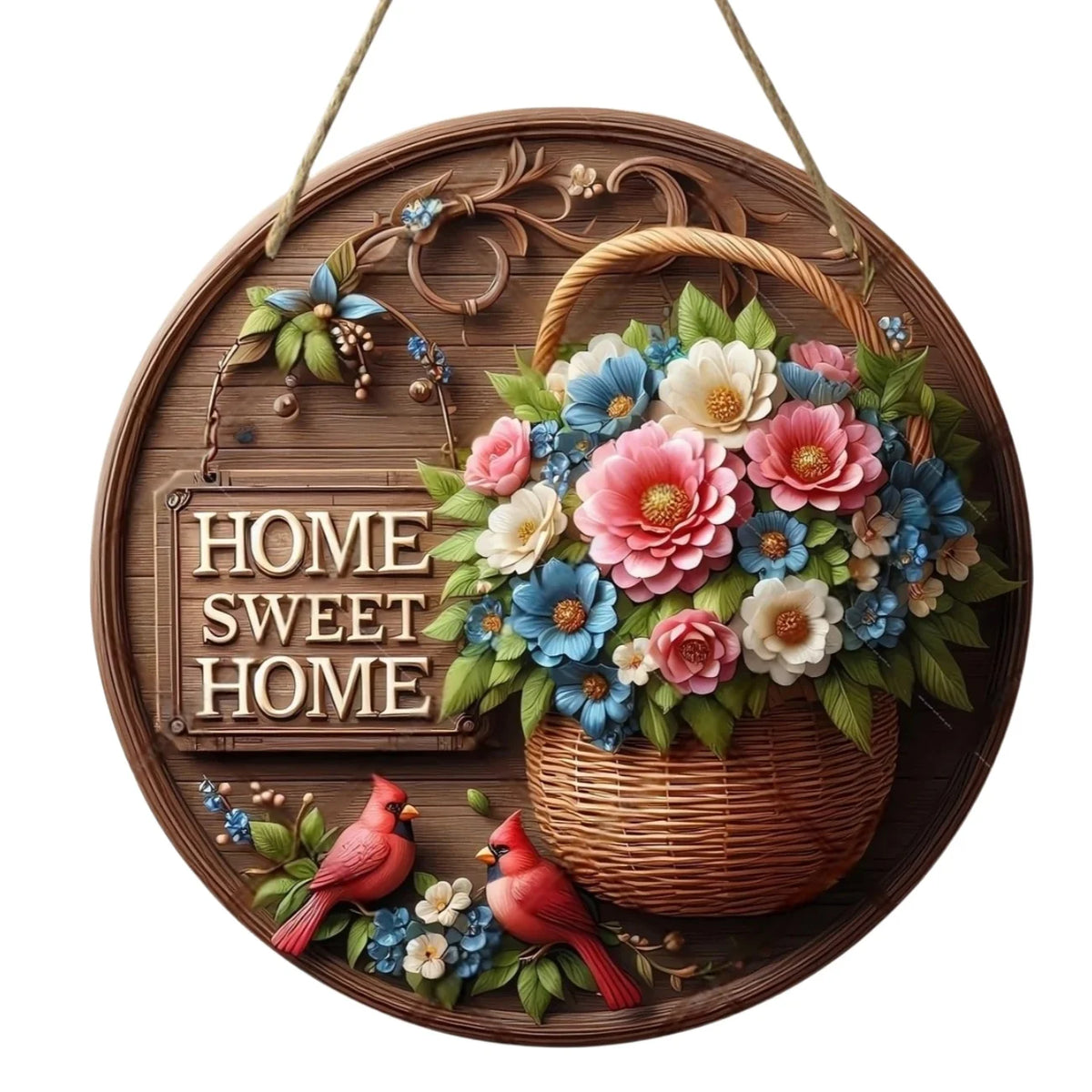 Vintage Home Is A Sweet Circular Wooden Sign Hanging, Suitable for Home, Living Room, Garden, Room, Porch Decoration, Gifts