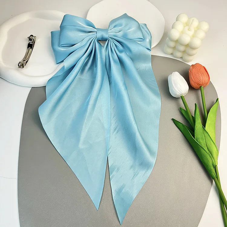 30 Solid Elegant Satin Bow Hairpin Women Girls Spring Hair Clips Headwear Ponytail Hairclips Barrettes Girls Hair Accessories