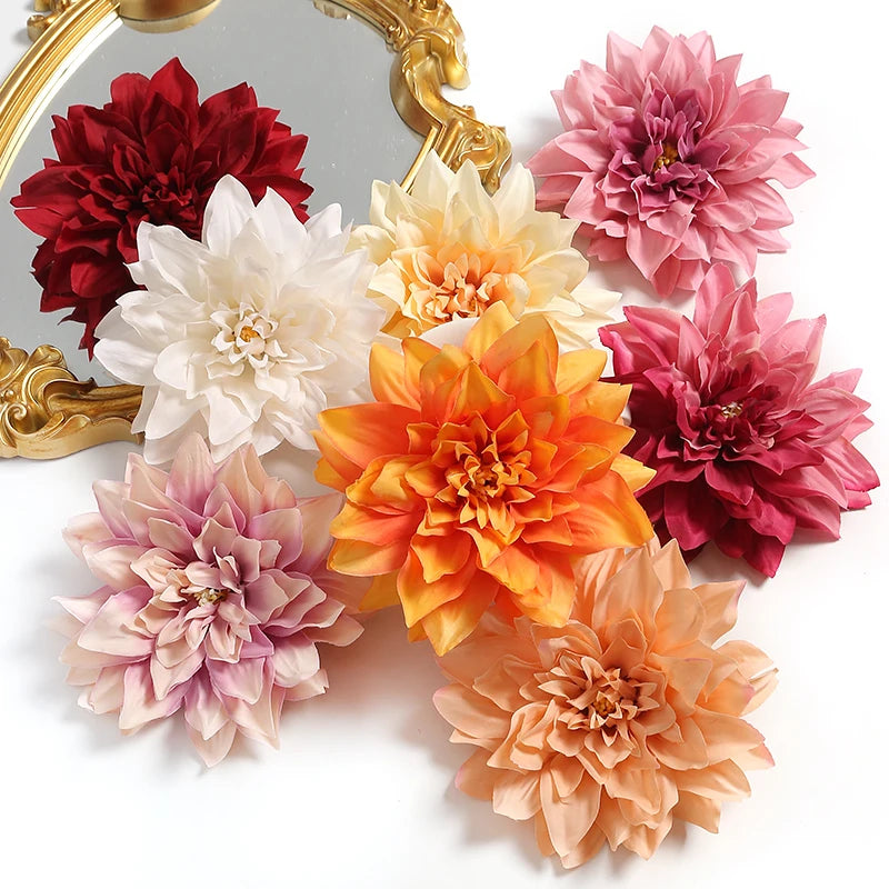 3/7pcs Bulk 15cm Artificial Dahlia Flowers Chrysanthemum Handmade DIY Home Decor Flowers Head Bride Flowers Bouquet Accessories