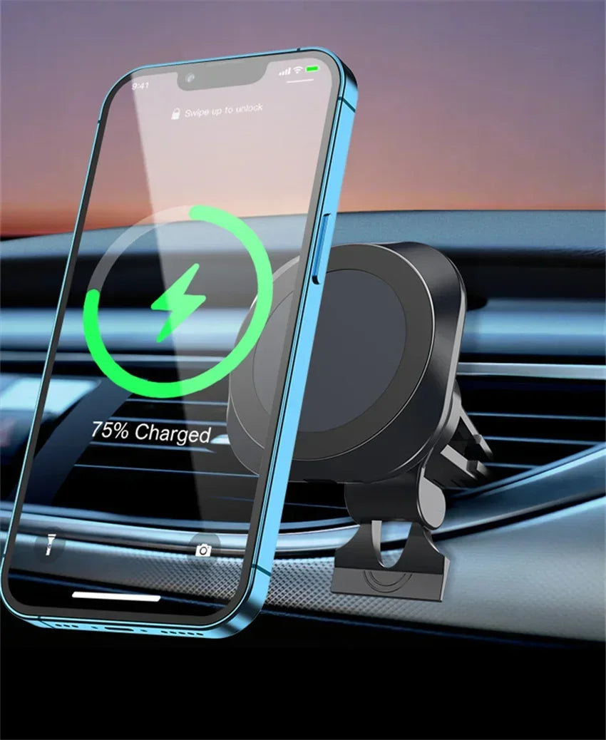 VIKEFON Magnetic Car Wireless Charger Stand Magnet Car Phone Chargers Holder Mount For iPhone 15-12 ProMAX Fast Charging Station
