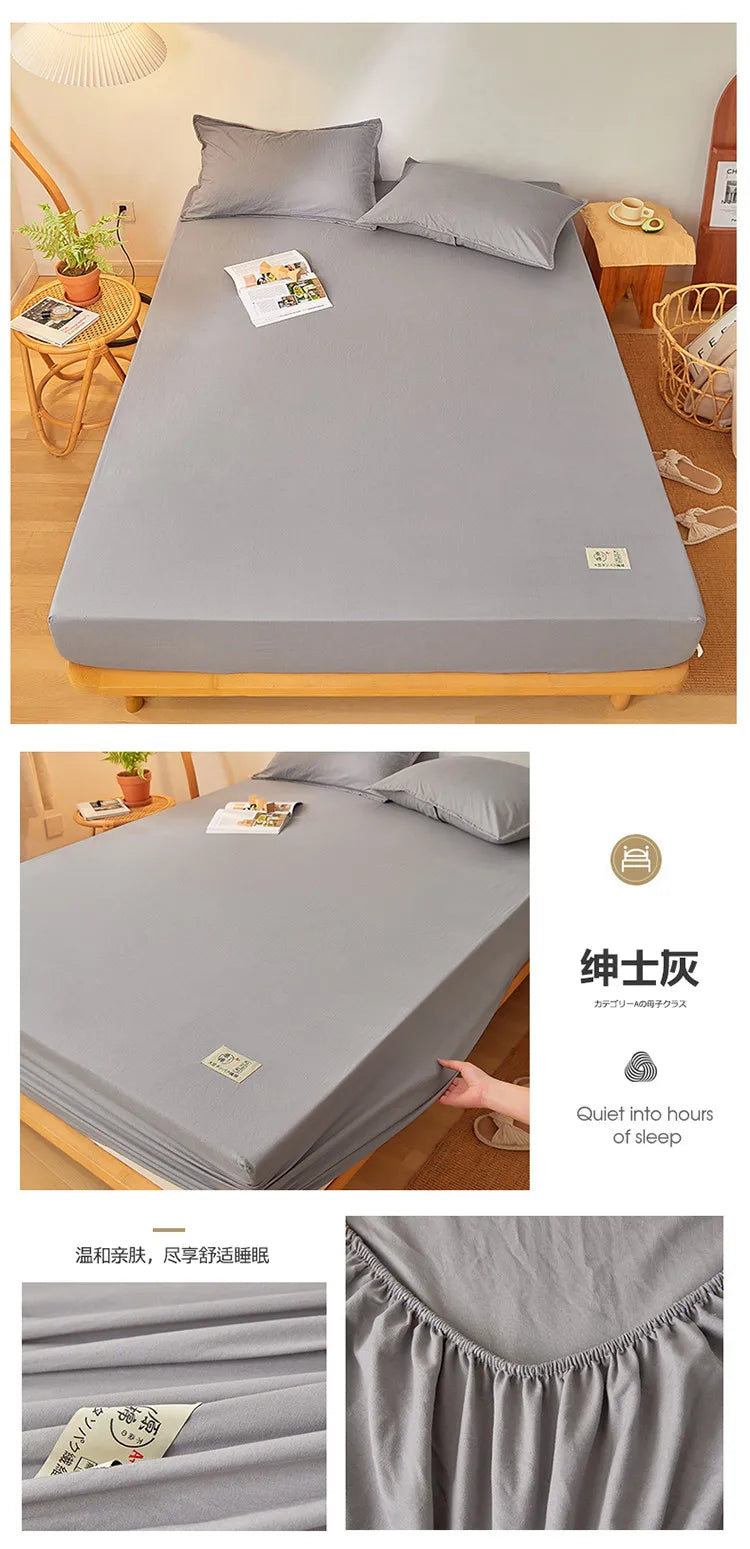 100% Cotton Mattress Covers Air-Permeable Anti-Pull Fitted Sheet No Pillowcase Elastic Bands Non Slip for Single Queen King Bed