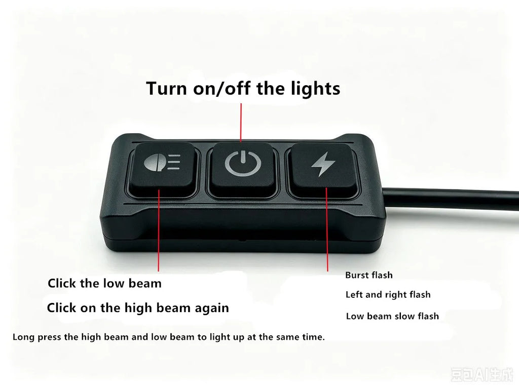 Motorcycle LED Wire-Controlled Switch Headlight Wire Harness Automobile Flash