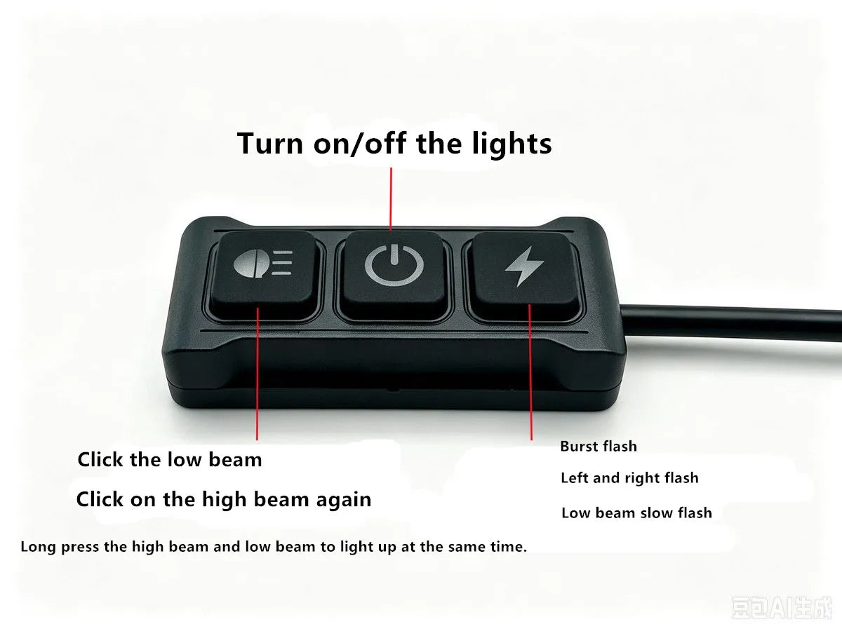 Motorcycle LED Wire-Controlled Switch Headlight Wire Harness Automobile Flash