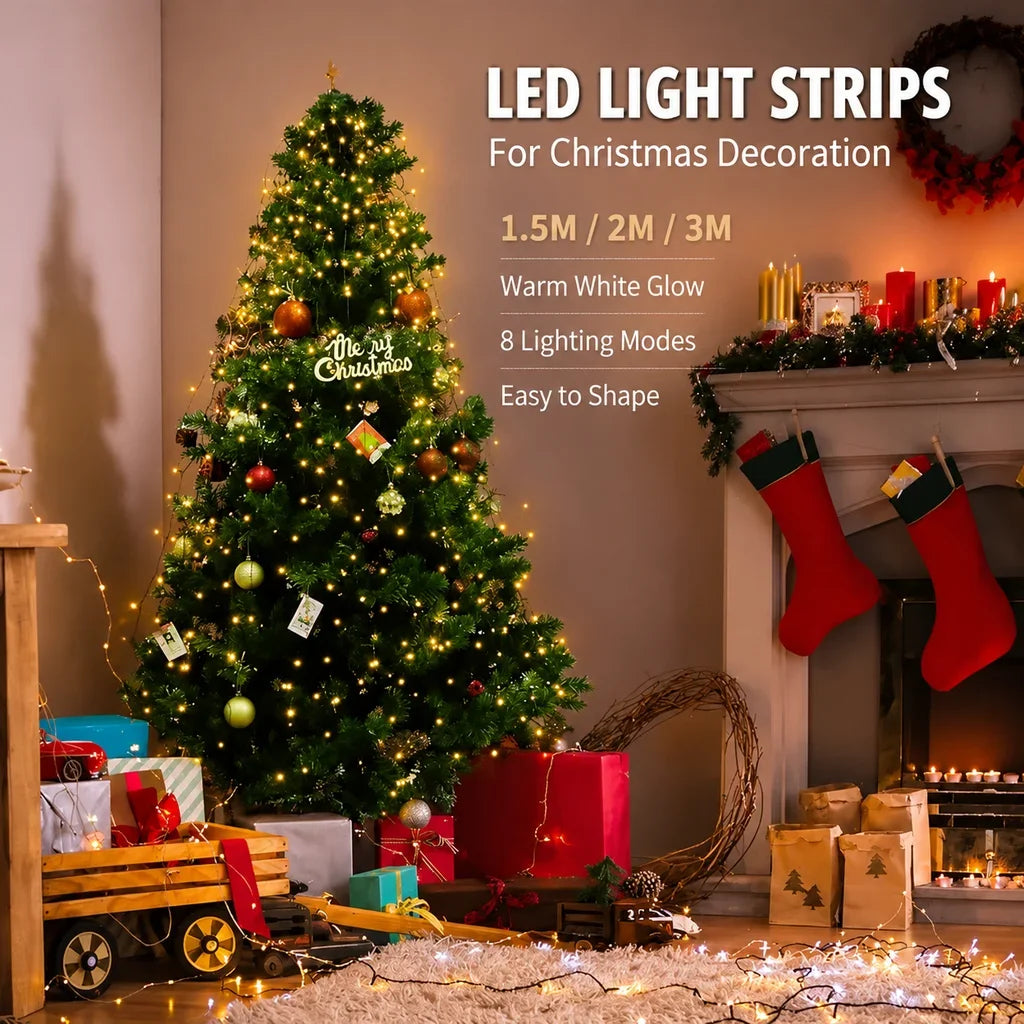 Creative Christmas Tree Led Lights Strips 1.5M/2M/3M New Year's