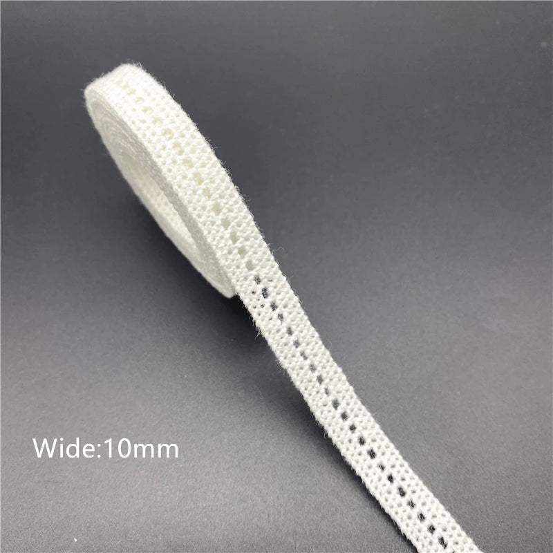 10mm-50mm 2yards White 100%Cotton Lace Ribbon For Apparel Sewing Fabric Trim Cotton Crocheted Lace Ribbon Handmade Accessories