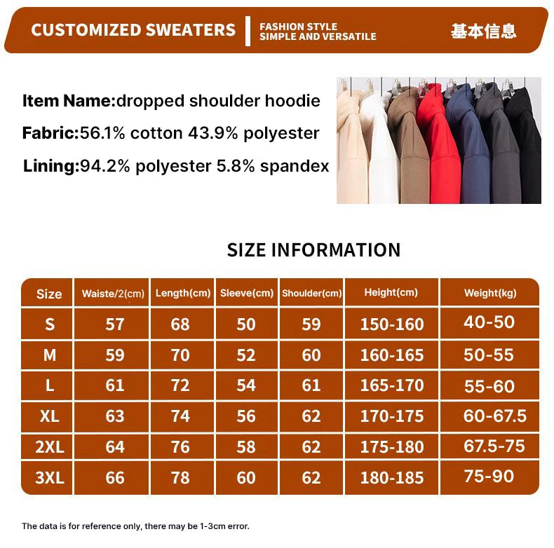 Customizable Thick Sweatshirt for Man Women Plain Hoodie Sweater Autumn Winter Fleece Sweatshirts Logo Original Design