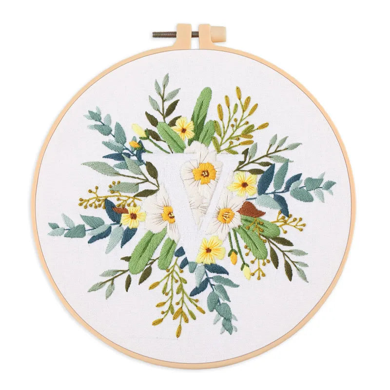 Embroidery Kit for Christmas DIY Wreath Printed Pattern Flower Cross Stitch Set Needlework Hoop Handmade Sewing Art Craft Kit