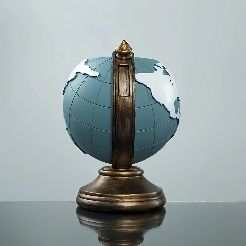 Creative Globe Pen Holder Resin Desk Organizer for Office and Home Decor Unique Geographic Pen and Pencil Storage