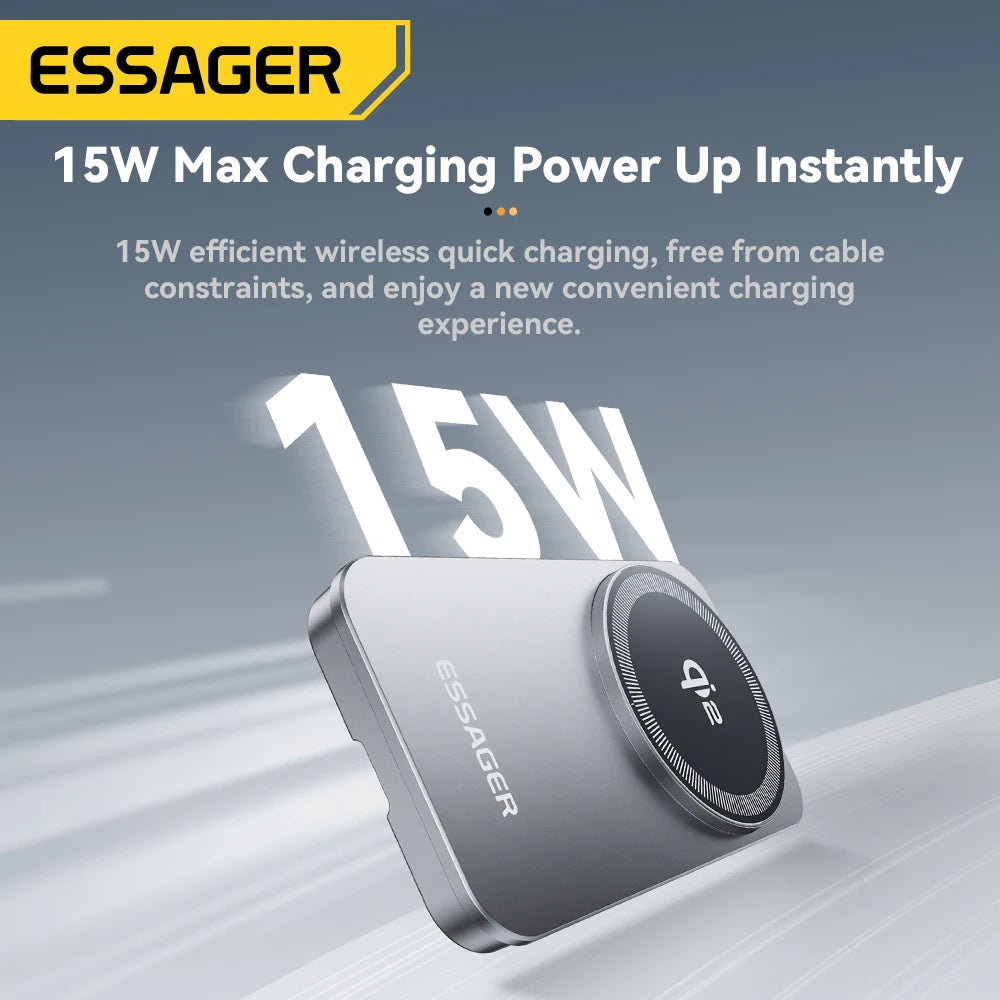 Essager Qi2 Magnetic Wireless Charger 15W 2 in 1 Foldable Fast Charging Station Holder for ihone 16 15 14 IWatch Ultra Airpods