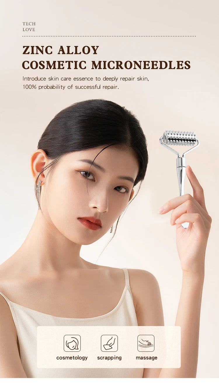 Stainless Steel Pointed Roller Spatula Massage Ball Stone Face Roller Massager To Improve Neck Facial Beauty Skin Care Tool
