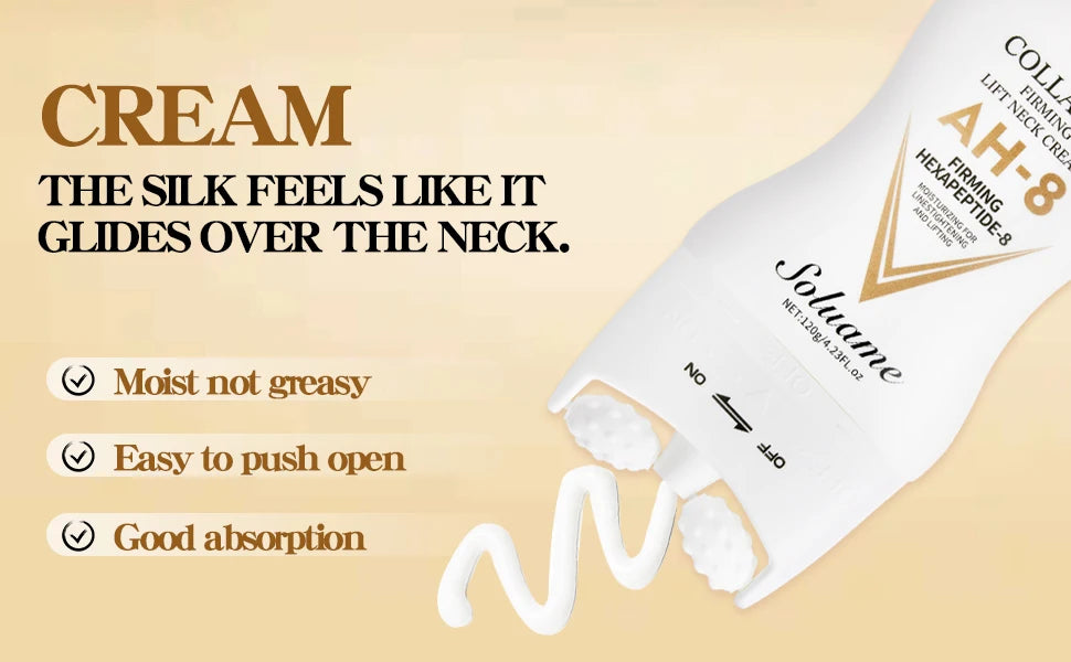 Firming&Lifting Collagen Neck Cream Moisturizing Neck Lotion with Massage Roller Easily Absorbed, Massages Neck Skin Care