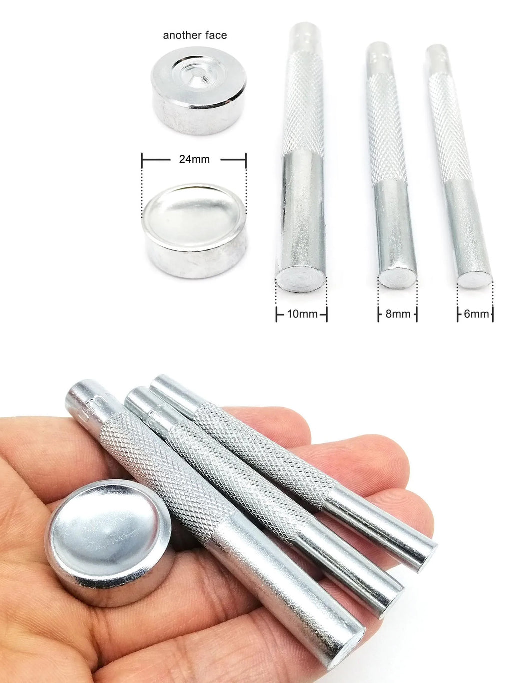 6mm 8mm 10mm Die Punch Tool Steel Rod for Metal Double Cap Side Round Rivet Decorative DIY Nailhead Spike Stud