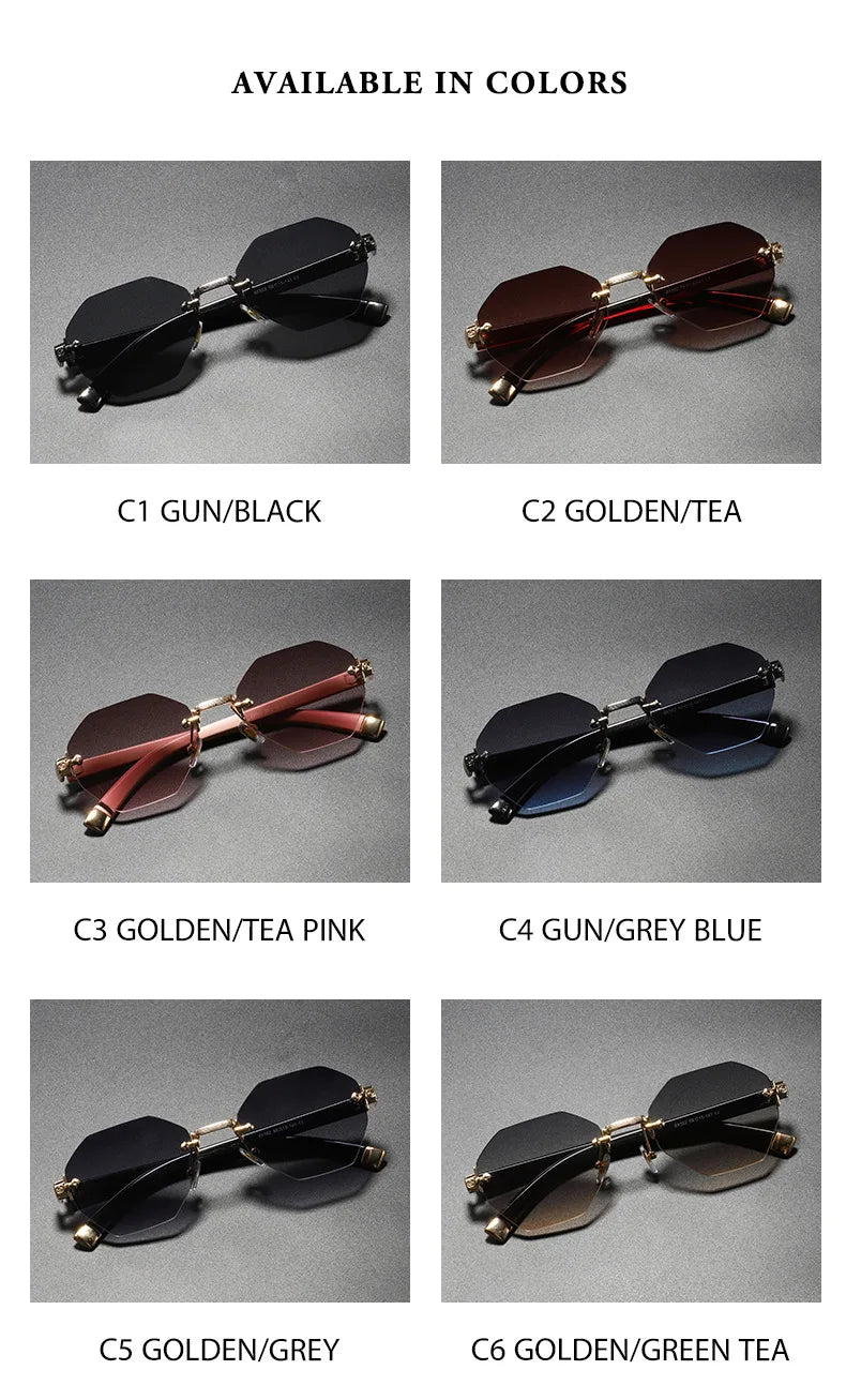 2025New Man Woman Rimless sunnies Gradient UV400 Fashion Trend Fashion Show Sun Glasses