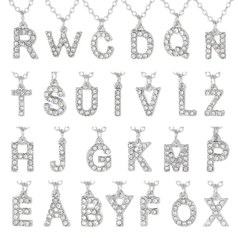 Fashion Shining A-Z Letter Pendant Charm Necklace 26 Initial