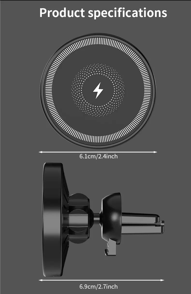 Car Magnetic Wireless Charger Air Vent Phone Holder Stand For Magsafe iPhone 17 16 15 14 13 12 Pro Max Air Outlet Fast Charging