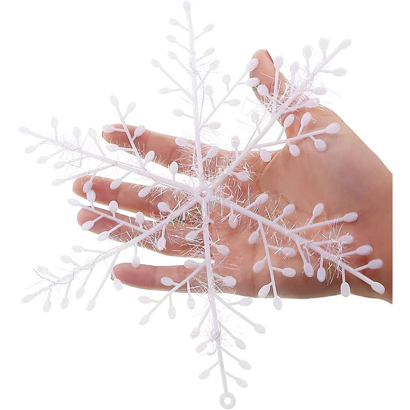 6Pcs White Snowflake Christmas Decoration Snowflake Xmas Tree Pendant Ornament for Home Decor New Year Party DIY Gifts Accessory