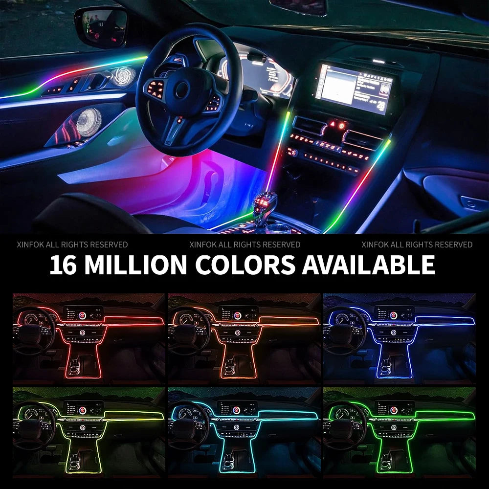110cm  APP Control Car Ambient Lights LED Interior RGB Symphony Atmosphere Light  Acrylic Strips Dashboard Decoration Sunroof
