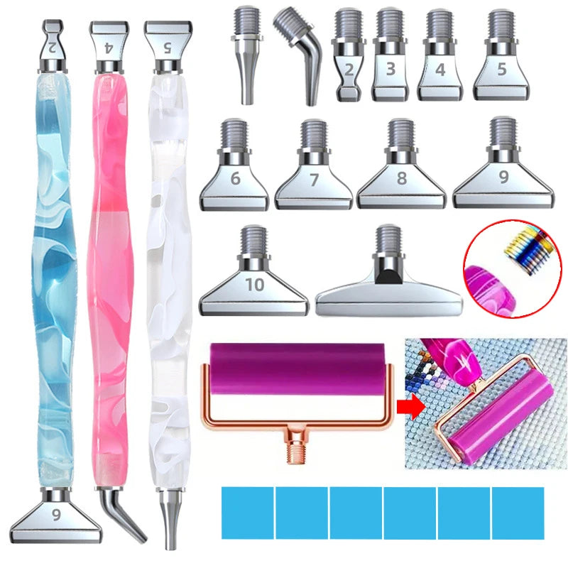 HOMFUN 22 Piece Diamond Painting Art Pen Kit: Ergonomic Comfort Grip, Precision Steel Tips Roller & Clay in Gift Box, Ideal DIY