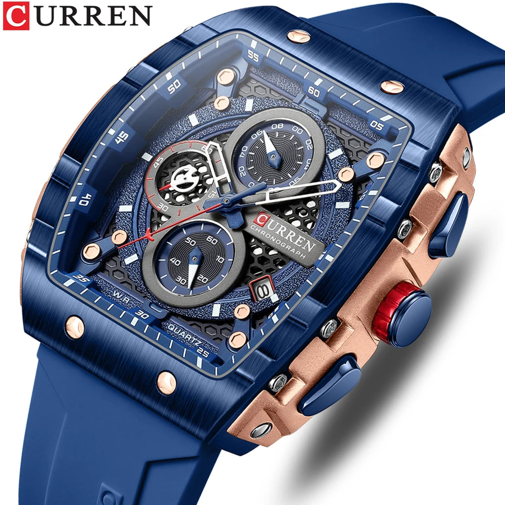 CURREN Fashion men watch brand unique square design luxury