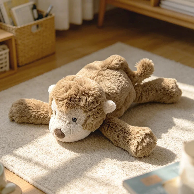 Lying Elephant Monkey Plush Toys Soft Stuffed Cartoon Animal Doll