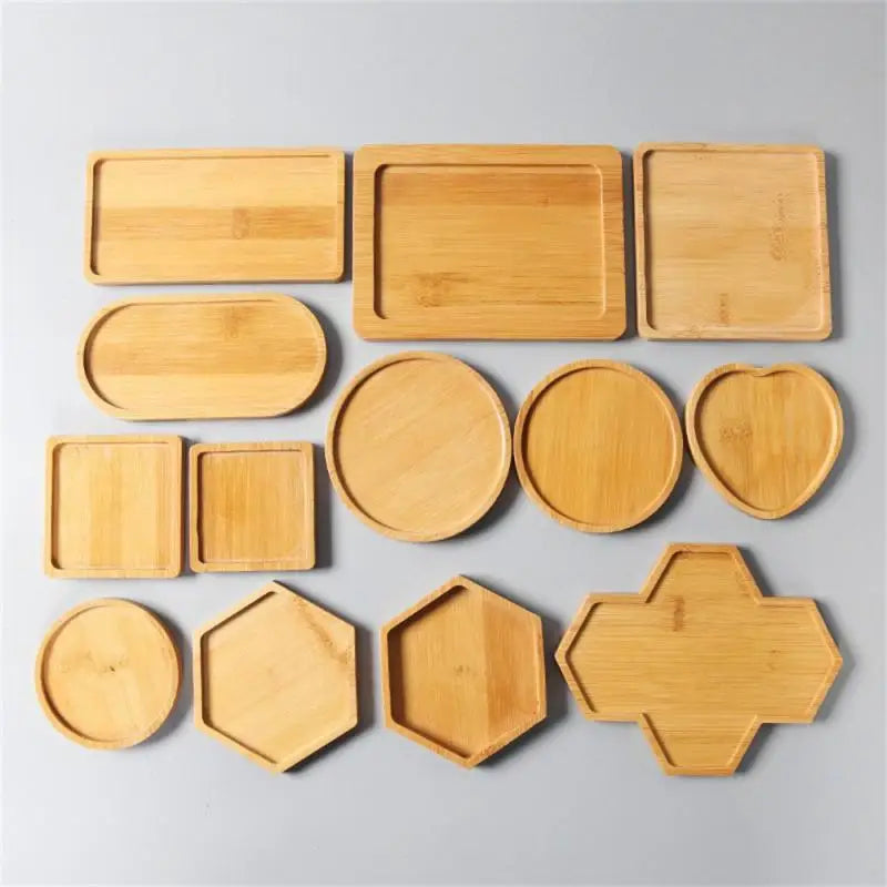 17 Style Bamboo Tray Wood Saucer Flower Pot Tray Cup Pad Coaster Plate Kitchen Decorative Plate Creative Coaster bandeja 화분받침대