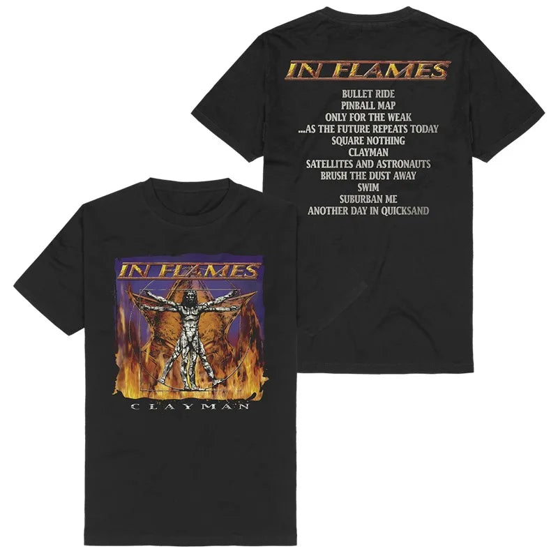 Y2k in Flames Band's Swedish Metal Rock Men's Short-sleeved Pure Cotton Printed T-shirt From An American/European Trendy Brand