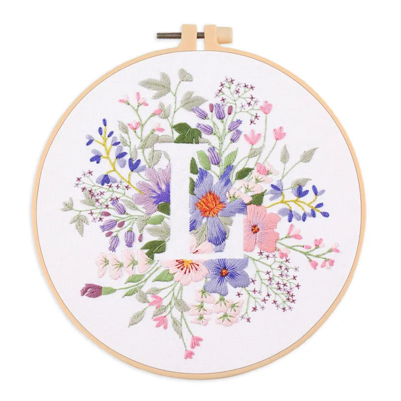 Embroidery Kit for Christmas DIY Wreath Printed Pattern Flower Cross Stitch Set Needlework Hoop Handmade Sewing Art Craft Kit