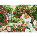 Garden Girl DIY Character Floral Patterns Cross Stitch Kits 14 16 11CT White Canvas Printed Fabric Embroidery Home Decor Crafts