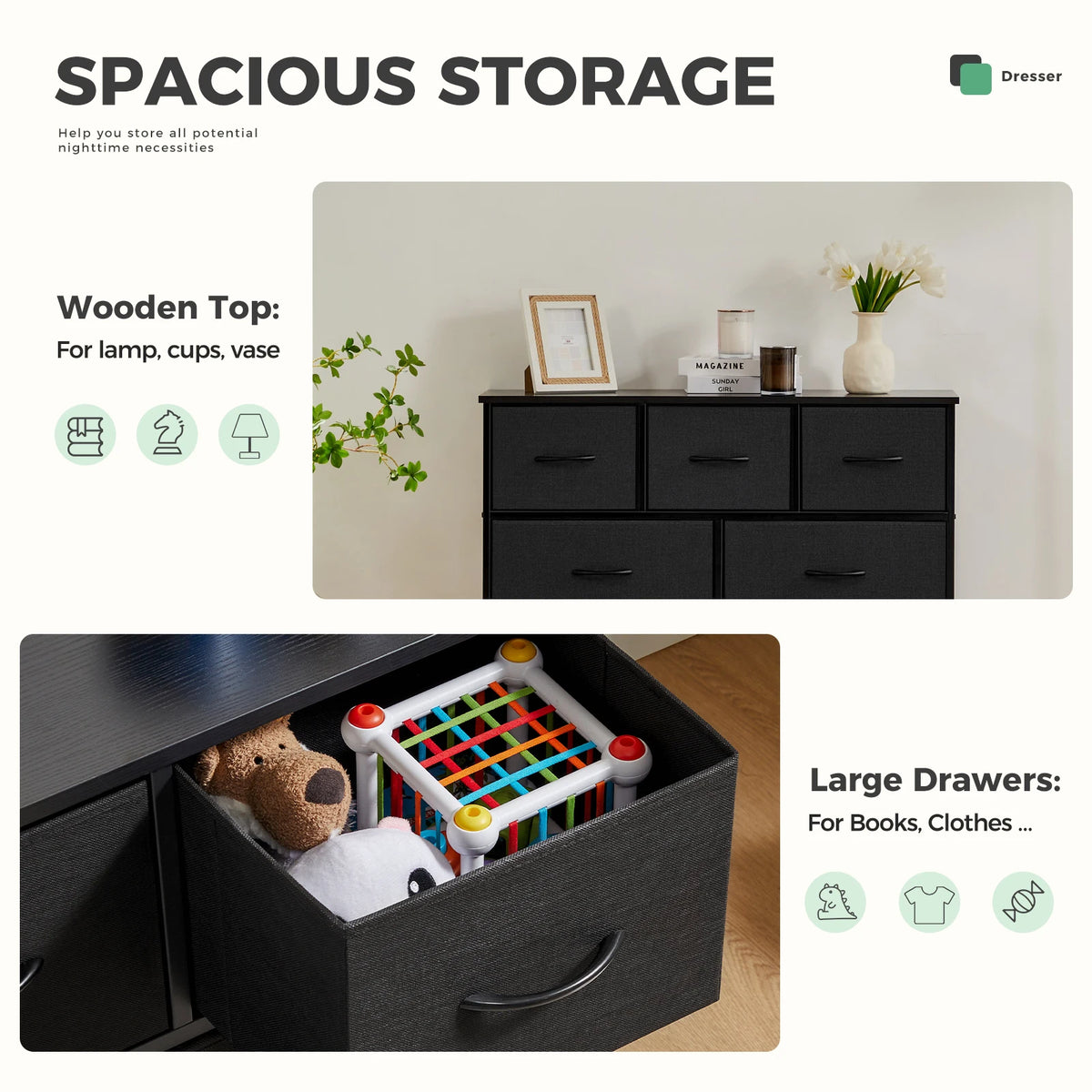 JHK 9 Drawer Tall Dresser Bedroom Storage Cabinet Closet
