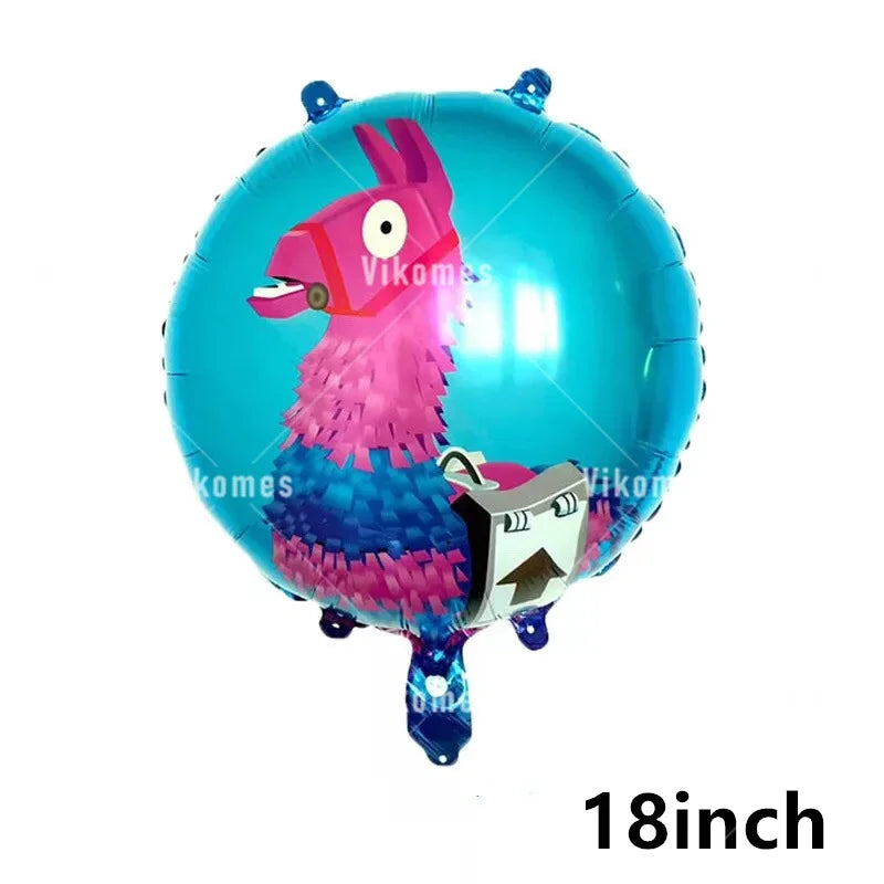 Fortnite Balloons Shooting Game Ballons Boy Girl Happy Birthday Banner Party Decoration Alpaca Llama Tableware Cake Topper Toy
