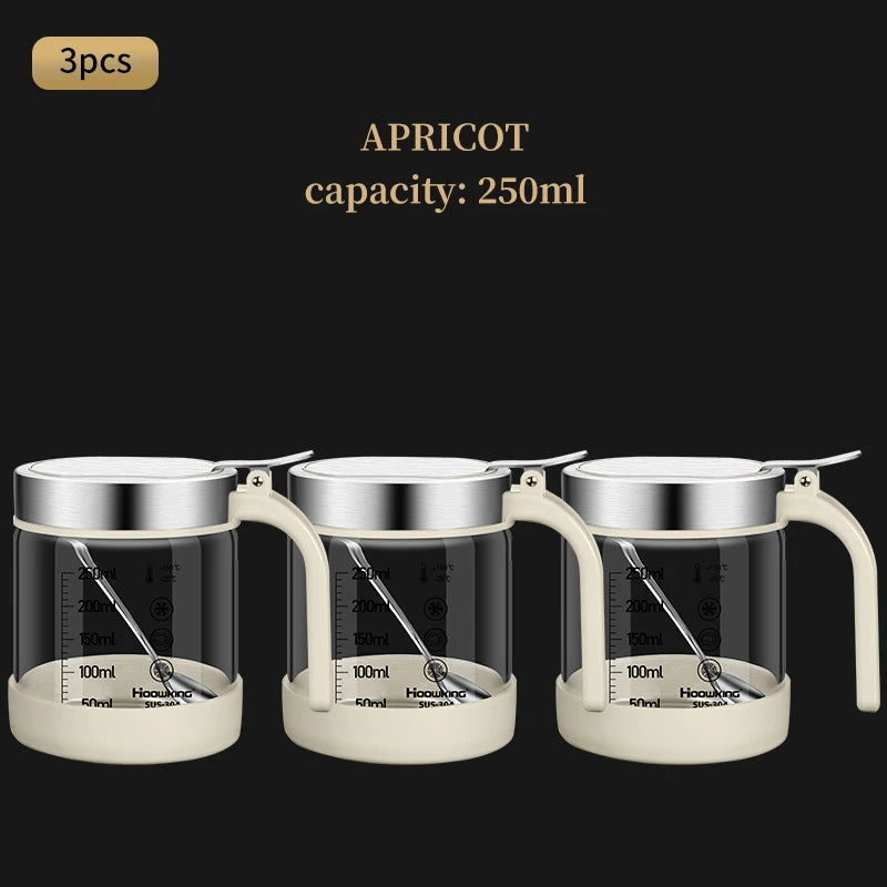 1pc Spices Glass Seasoning Jar with Spoon Sugar Bowl Salt Shaker Seasoning Container Kitchen Supplies Storage Set Spice Boxes
