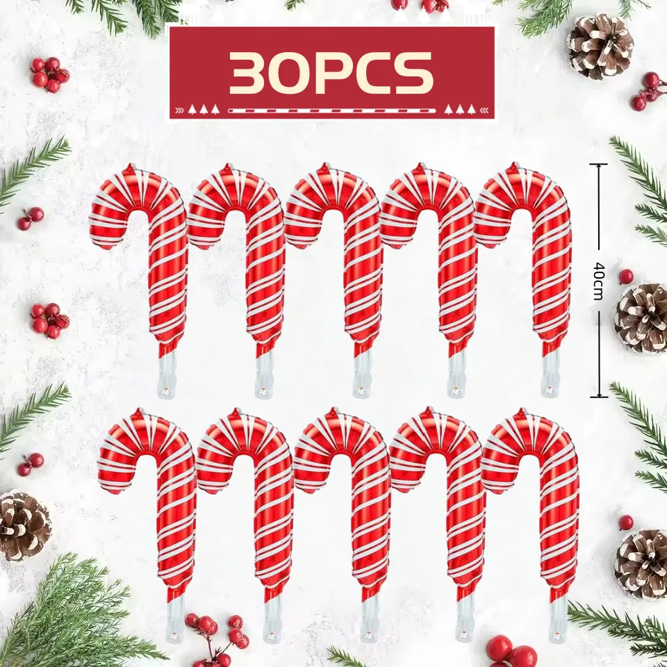 10-30pcs mini Christmas Candy Cane Foil Balloons Santa Claus Crutch Balloon Christmas New Year Party Decoration Xmas Home Decor
