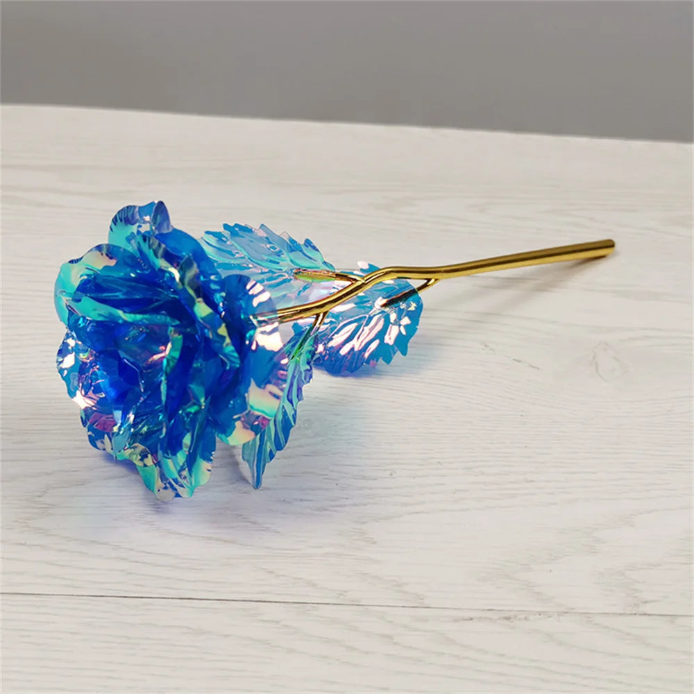 1pcs Artificial Flower Foil Rose Flower Valentine'S Day Gifts 24k Golden Plated Gold Rose Lasts Forever Love Flower For Wife