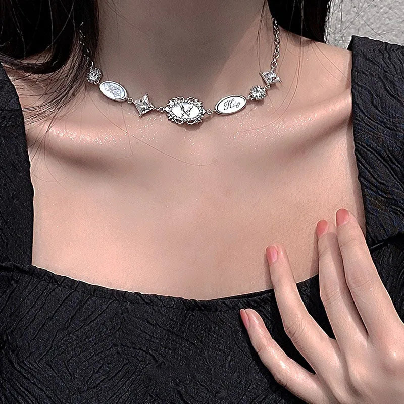 Gothic Punk Fashion Charm Cute Pink Large Cross Pendants Choker