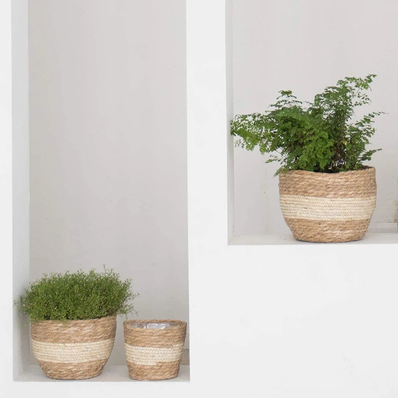 Seagrass Planter Basket Flower Pots Cover Storage Basket Plant Containers Hand Woven Basket Planter For Modern Home Decor