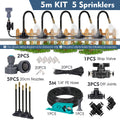 5-30m 1/4" 4/6mm Garden Misting Cooling System 360° Free-bend Misting Nozzle Adjustable Atomizer Sprayer Outdoor Watering Kits